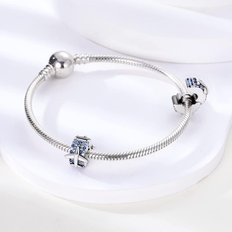 Parmuz Clip Spacer Charm for Bracelet 925 Sterling Silver Pave Cubic Zirconia Clip Lock Spacer Stopper Bead Star Moon Evil Eye charms Jewelry Gift for Woman - Image 2